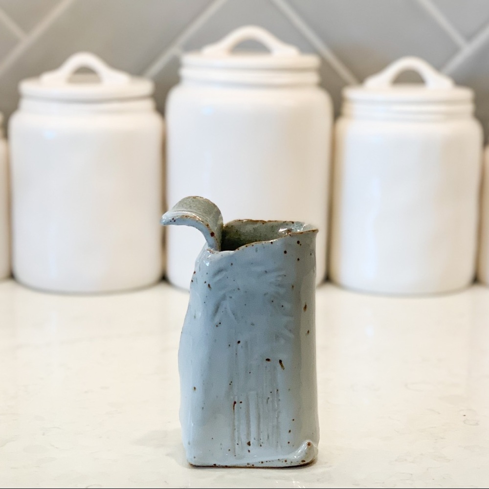 🚨 LAST CHANCE. 🚨 Handmade Gray Palm Tree Embossed Pitcher